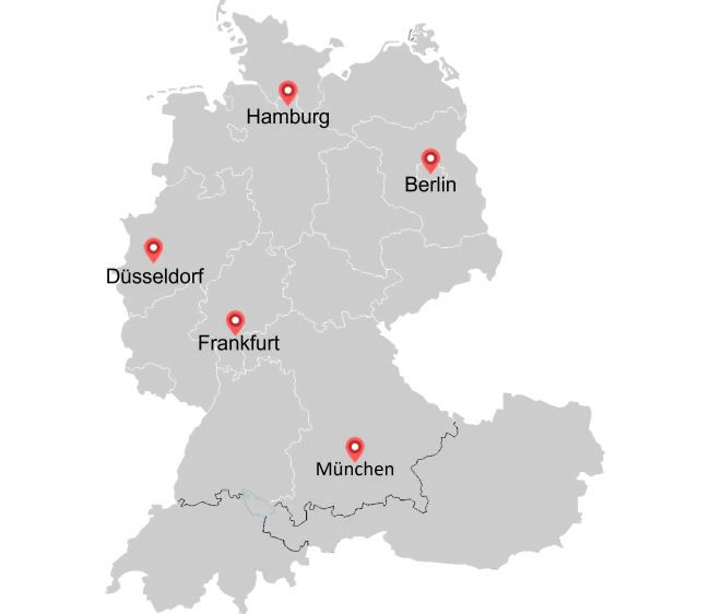 Standorte von FTI-Andersch AG in Deutschland und weiteren Ländern