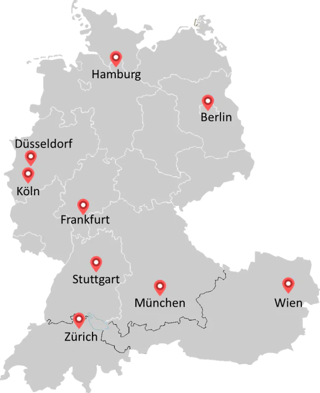 Standorte von BCG Platinion in Deutschland und weiteren Ländern