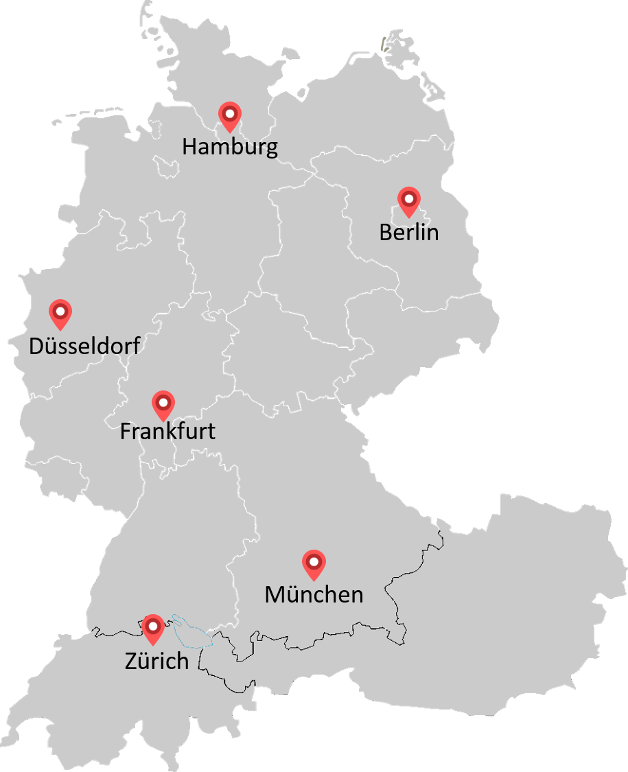 Standorte von Oliver Wyman in Deutschland und weiteren Ländern