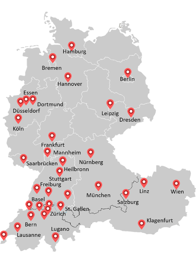 Standorte von EY in Deutschland und weiteren Ländern