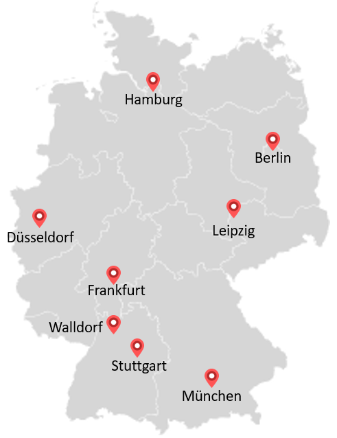 Standorte von BearingPoint in Deutschland und weiteren Ländern